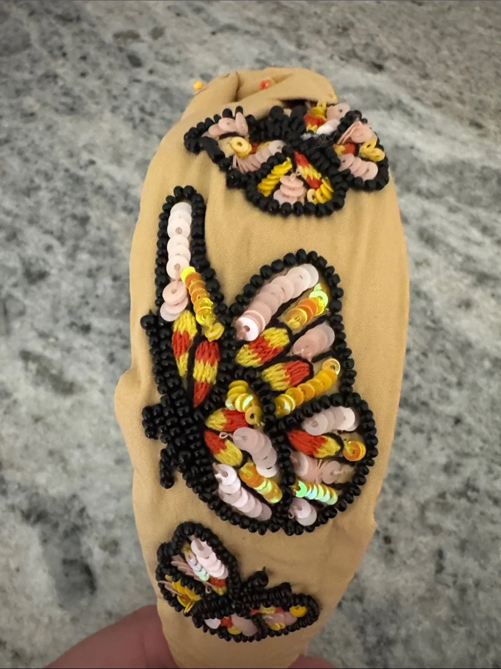 Brooke Shade Monarch Butterfly beaded headband NWOT